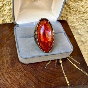 Vintage Glass Statement Ring in Size 7 Medievel Ren Faire Whimsical